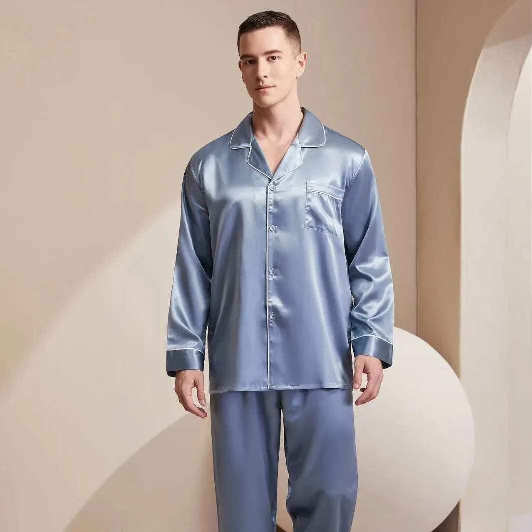 

100% Mulberry Silk Pajamas Set for Men 22 Momme Silk Fabric With OEKO-TEX 6A Grade Fiber for Skin Men Silk Pajamas