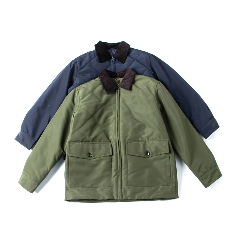 

Retro Japanese Sle Diamond id Layered Sewing Thiened Warm Collar Cotton Jaet Men's Sle Youth Casual Long Sve Coat