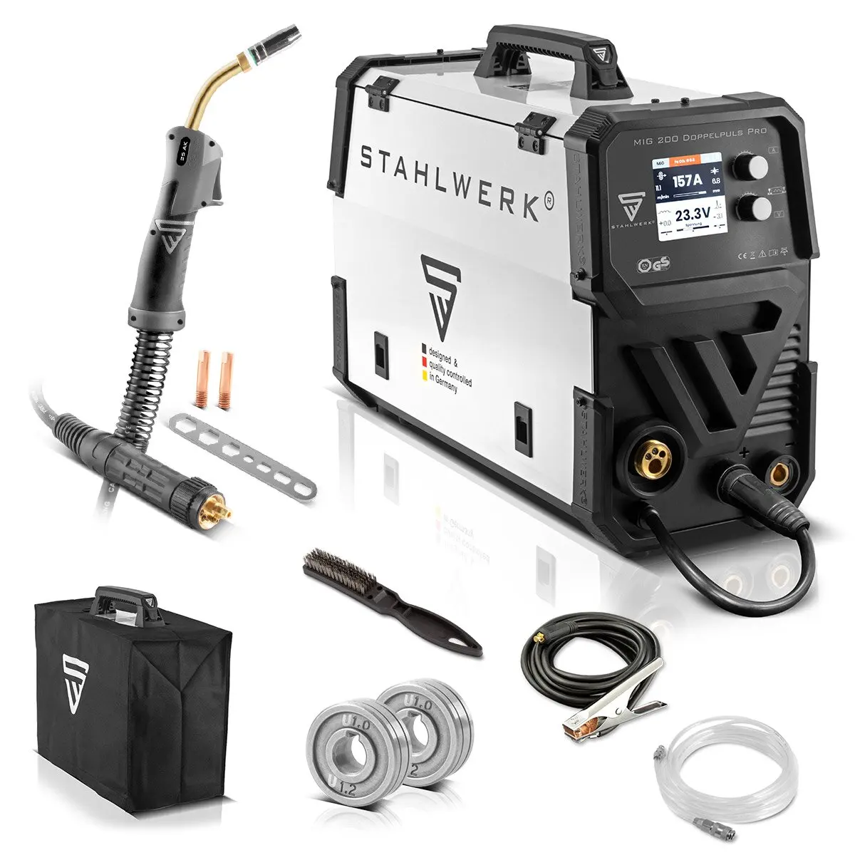 

5in1 MIG Welding Machine 220V New Condition CO2 Gas MIG IGBT Inverter MAG MIG200DPP Double Pulse Aluminum Welder