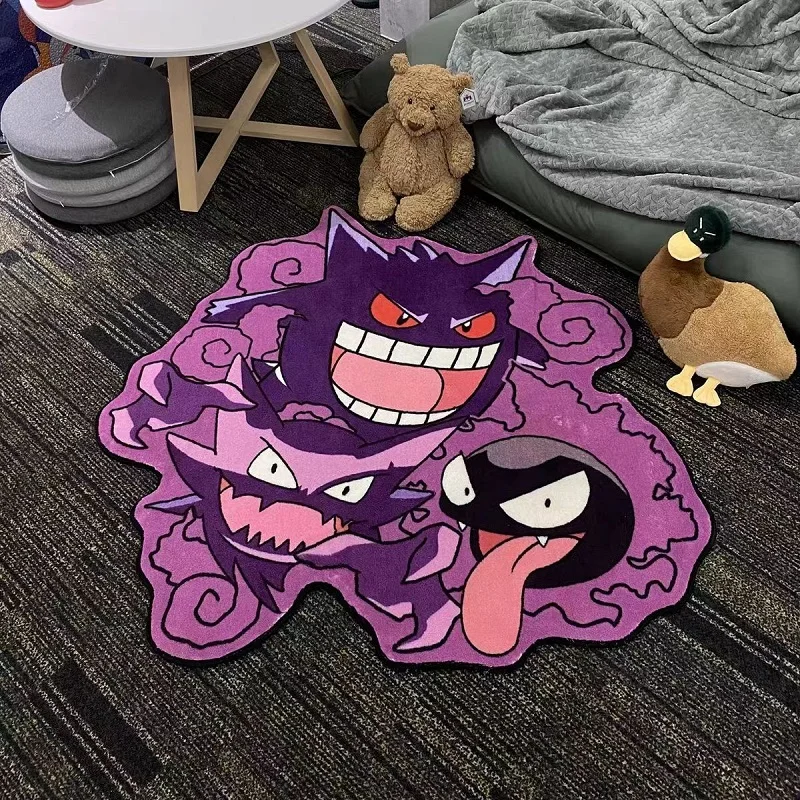 80cm Pokemon Pikachu Snorlax Faux Cashmere Mat Bath Mat Non Slip Cartoon Gengar Cushion Absorbent Carpets Living Room Bathroom