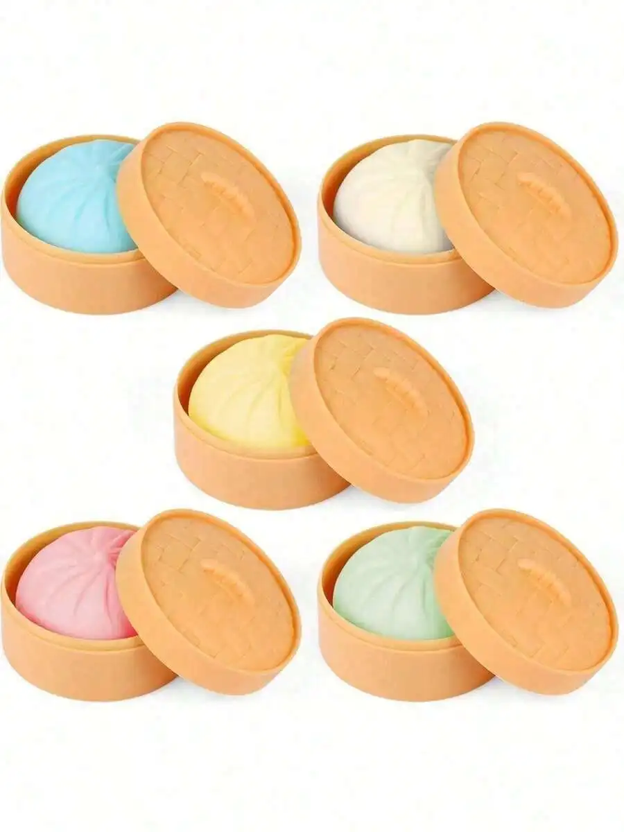 1 unidad de juguete diario para aliviar el estrés, pelota antiestrés colorida con forma de dumpling, juguete sensorial, pelota de masa para apretar