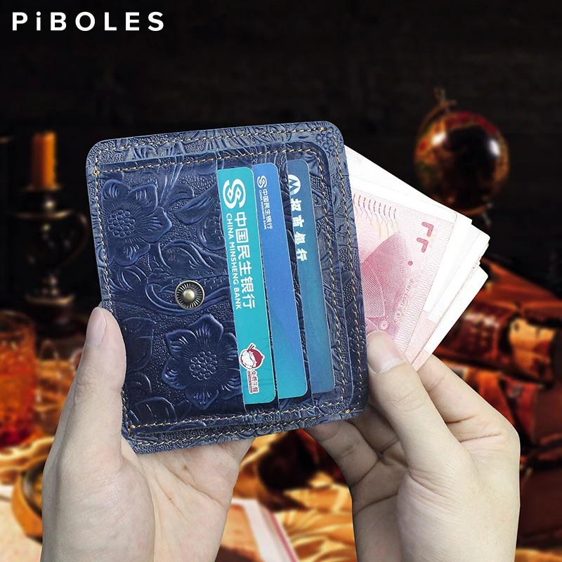 Retro Leather Credit Business Mini Card Wallet 2023 Convenient Man Women Smart Wallet Business Card Holder Cash Wallet Card Case