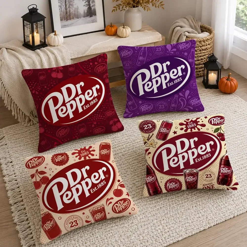 Beverage Brand Dr Pepper Cushion Cover Soft Fluffy Short Plush  Pillow Case Home Decor