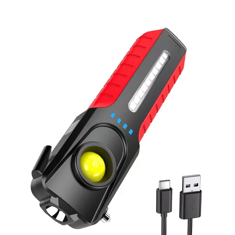 Lampe de poche COB LED multifonctionnelle AA87, avec brise-vitre, aimant de 1200 Lumens, lampe de travail d'urgence portative pour l'extérieur