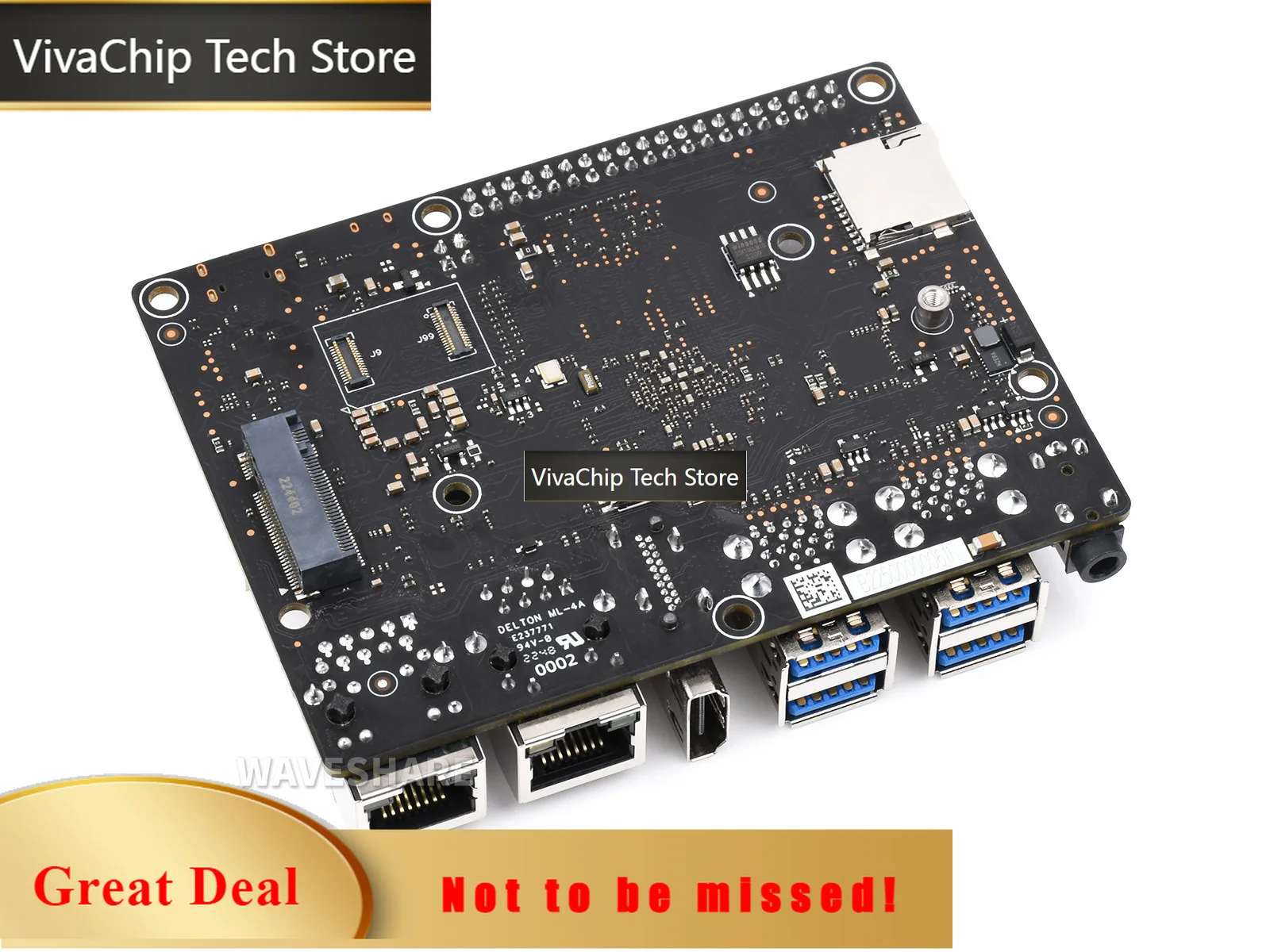 VivaChip TechVisionFive2 RISC-V Single Board Computer, StarFive JH7110 Processor with Integrated 3D GPU, base on Linux