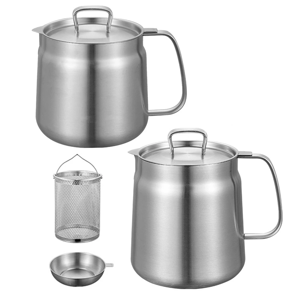 

Stainless Steel Cooking Oil Filter 1.5/2L Kitchen Fryer with Filter Large Capacity Multifunctional Oil Filter Tank Kitchen Tools