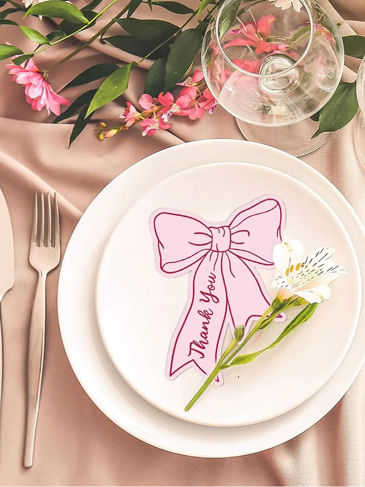 50 stuks roze strik mini-bedankkaartjes 2,5x3,5 inch strik kleine zakelijke notities voor winkels restaurants - afbeelding 2