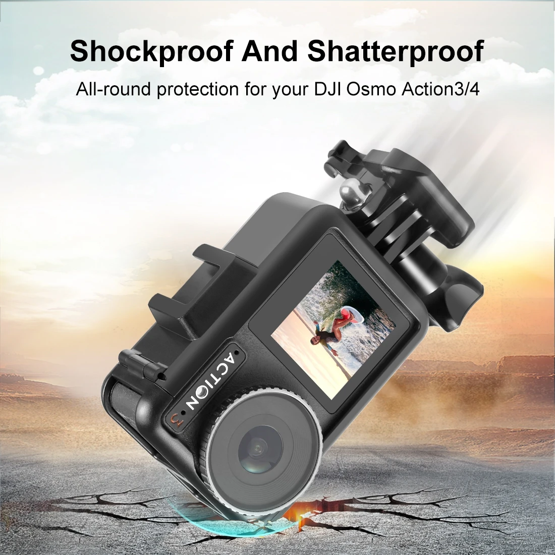 PULUZ Vertical Plastic Protective Frame Cage with Cold Shoes For DJI Osmo Action 5 Pro / 4 / 3 Sport Camera Accessories
