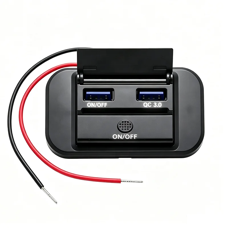 PD QC3.0 Dual Fast Charging With Switch Control 5V USB Socket Panel Mount Car Charger for RV Auto DC 12V 24V