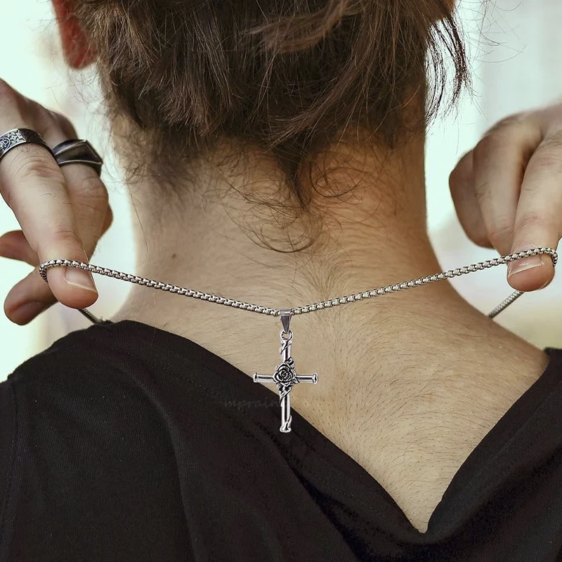 Rose Cross Necklace… - image