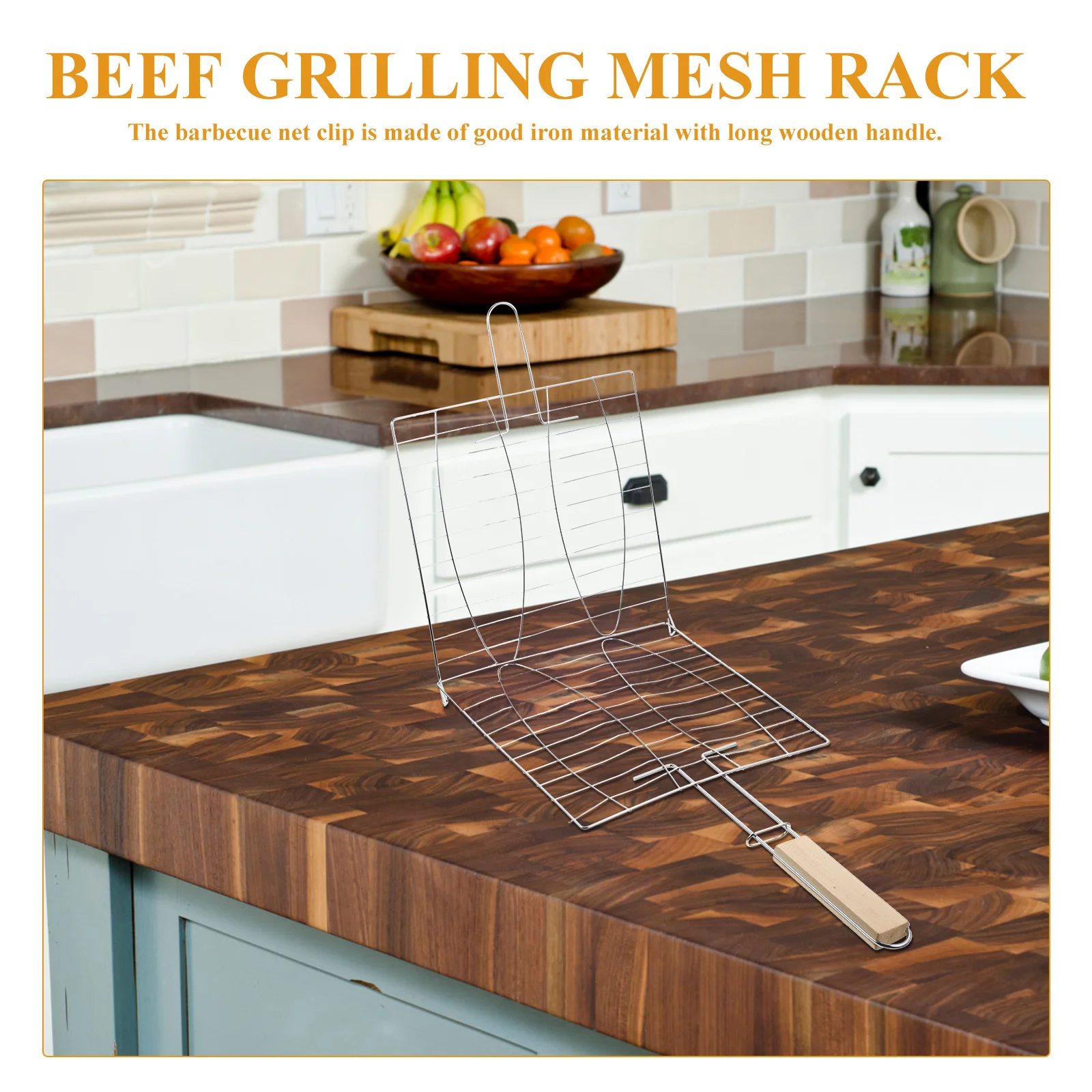 

Fish Grilling Rack Heavy Duty Iron Grill Basket for Steak Vegetables Beef Outdoor Bbq Cooking with Comfortable Handle Camping