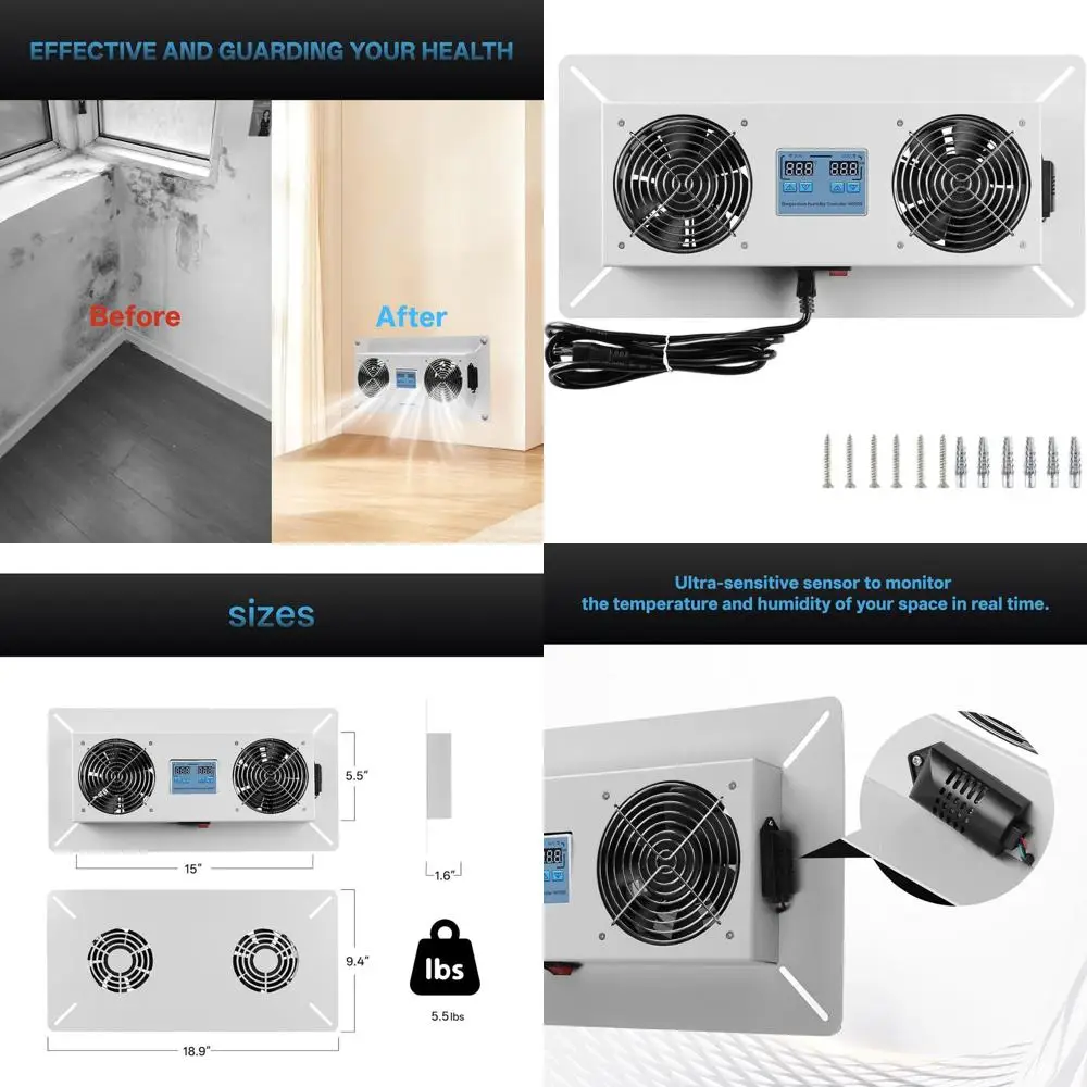 240 CFM Crawlspace Ventilation Fan with Thermostat and Humidistat for Moisture Control, Radon Reduction, and Freeze Protection i