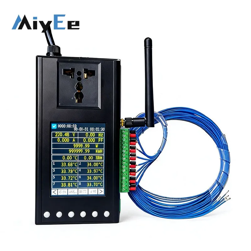 WP18 Portable 8-Channel Temperature/Power Recorder Serial Port/WIFI/LAN Transmission with 3.2-Inch HD LCD