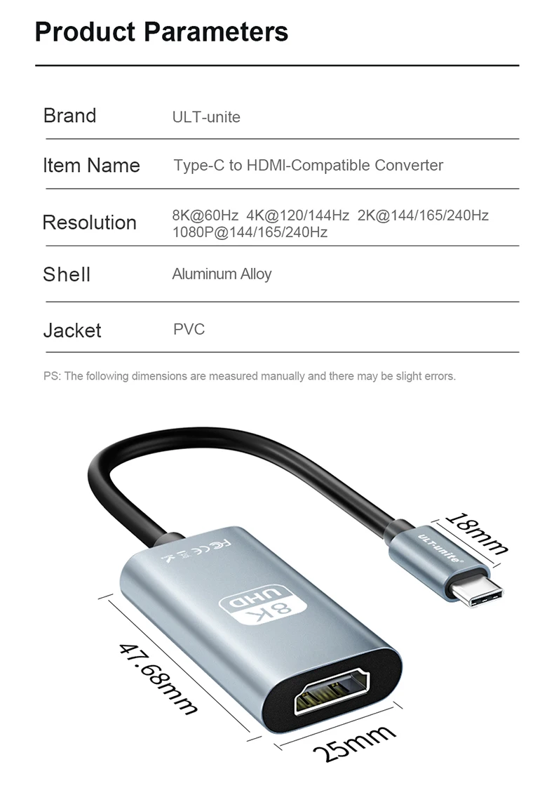 USB-C-auf-HDMI-Adapter 8K, USB-C-Quelle zu HDMI-Display-Konverter 4K für iPhone 18 Pro, MacBook, Chromebook, Laptop, Huawei, Samsung – Detail 19
