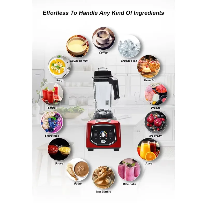 Commercial Electric Blender High Power Food Blender Multifunctional Smoothie Kitchen Juice Blender