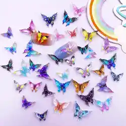 30pcs Resin Colorful Kawaii Crystal Butterfly Gem Flatback Rhinestone Figurines Scrapbook Wedding Applique Nail Art Decor Crafts