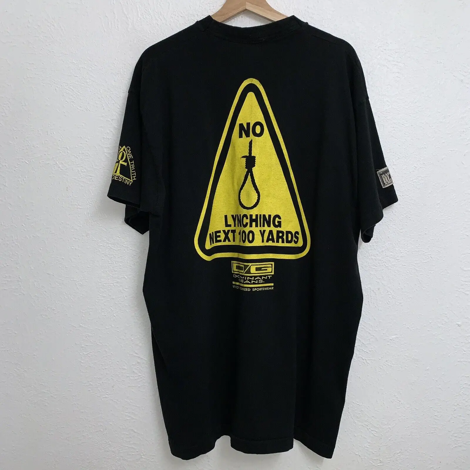 Vintage Dominant Geans No Lynching Next 100 Yards Tee Black T-Shirt Size XL