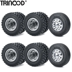 TRINOOD Tamiya Truck Front & Rear Wheel Tires 6x6 Complete Set for 1/14th RC Tractor Trailer Cargo Climbing Car Upgrade Parts