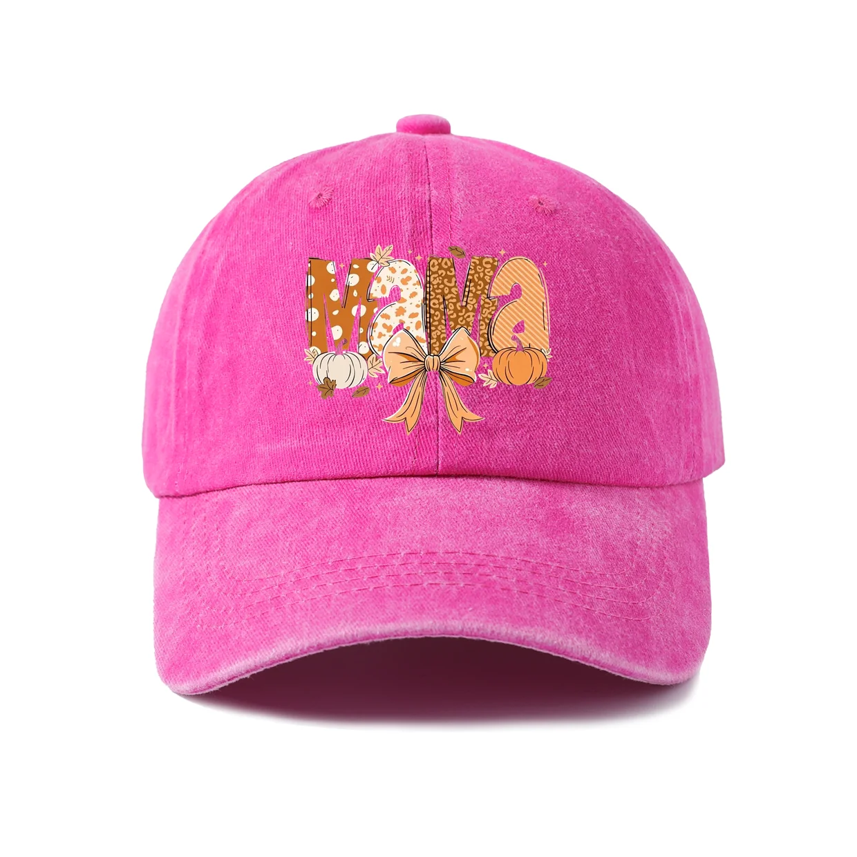 Mama Botanical Letters Graphic Baseball Cap, Vintage Washed Adjustable Unisex Dad Hat, Casual Gift