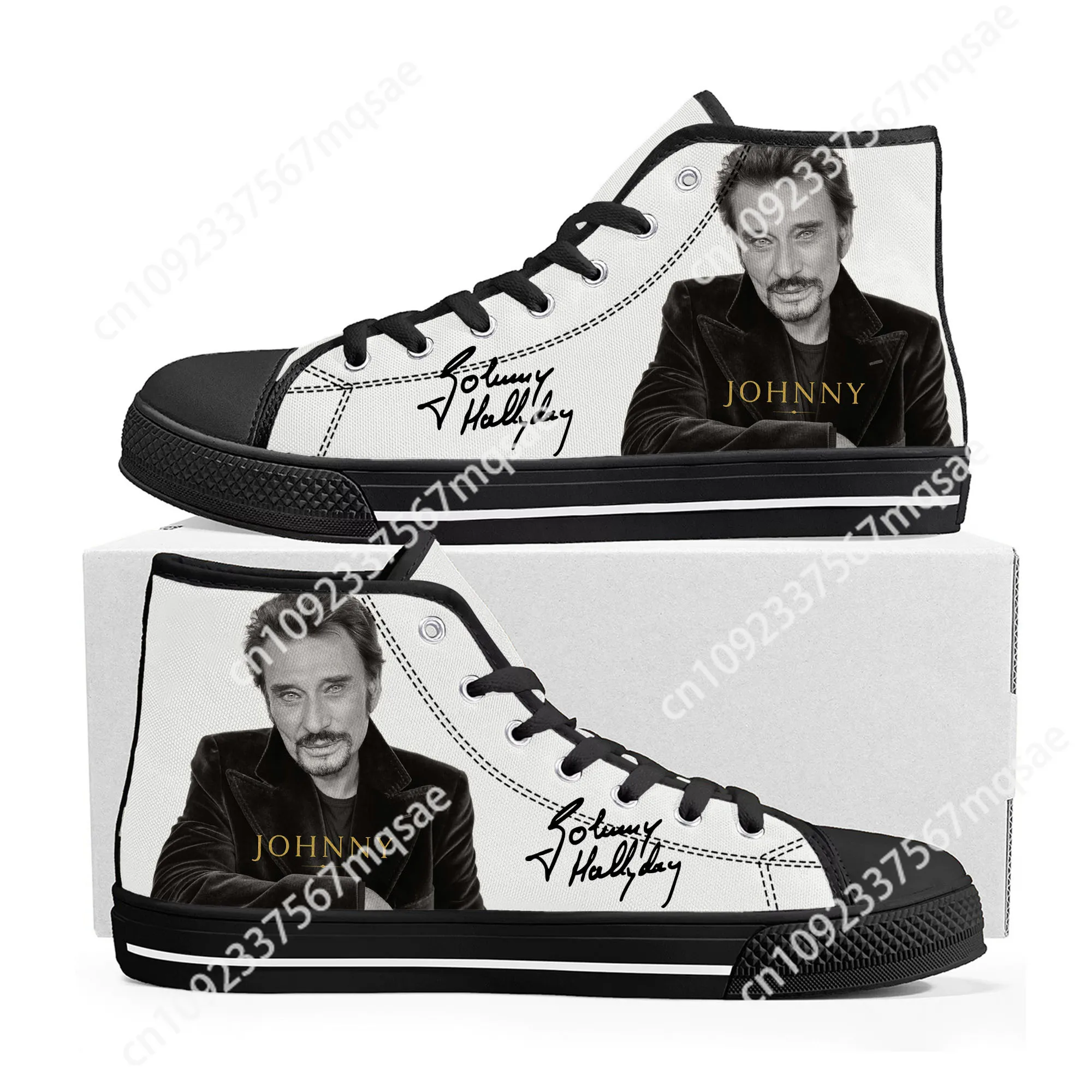 Johnny Hallyday Rock Singer High Top Sneakers Mens Womens Teenager High Quality Canvas Sneaker Casual Couple Shoes Custom Shoe