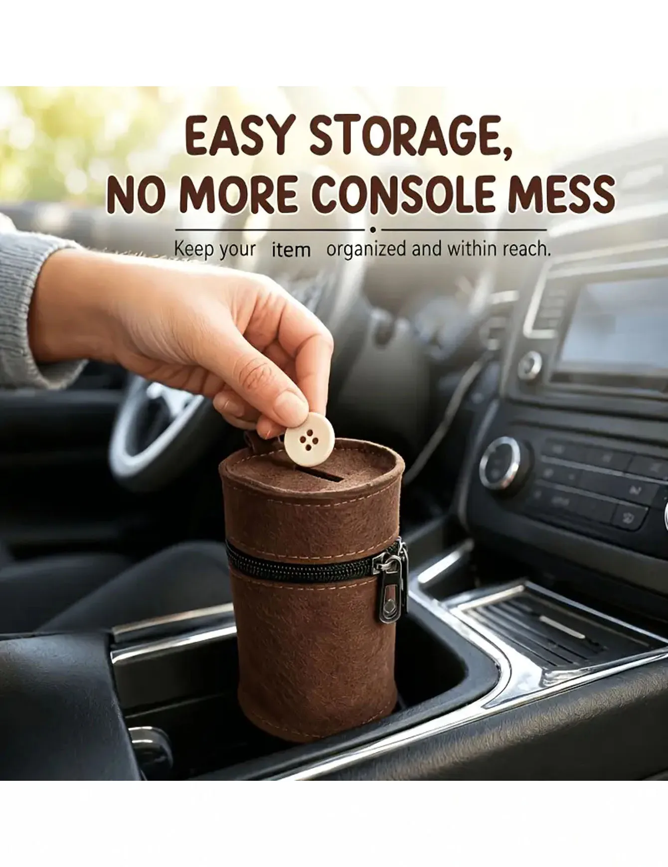 1pc Car Storage Piggy Bank, Coin Purse, Can Fit into Car Cup Holder, Suitable for Storing Change, Coin Storage Box, Coin Clip