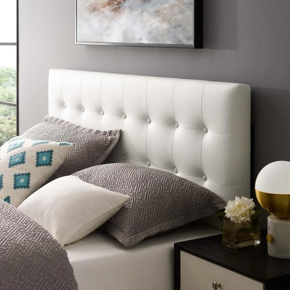 

Modway Emily Tufted Button Faux Leather Upholstered King Headboard Versatile style, grand and high-end in White/Black