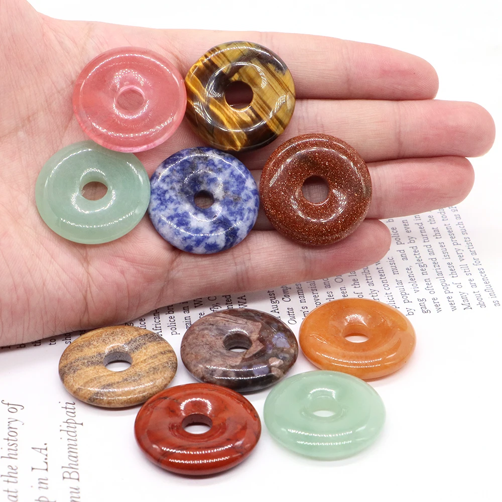 

Fashion 30mm Big Hole Beads Natural Stone Quartz Crystal Disc Malachite Charms DIY Earring Jewelry Making Gift Wholesale