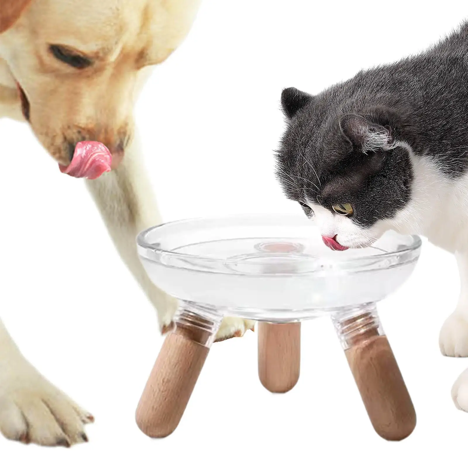 

Elevated Cat Bowl Pet Food Water Feeder with Wooden Legs Dog Drinking Bowl for Small Cats Dogs Pet Feeding Supplies