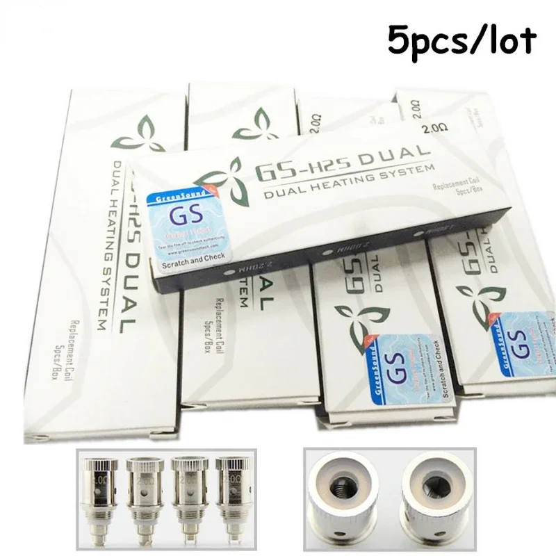 5 sztuk/partia GS H2S podwójna cewka elektroniczny papieros wymiana Atomizer rdzeń zaktualizowany parownik cewki dla H2S T3s T3d E...