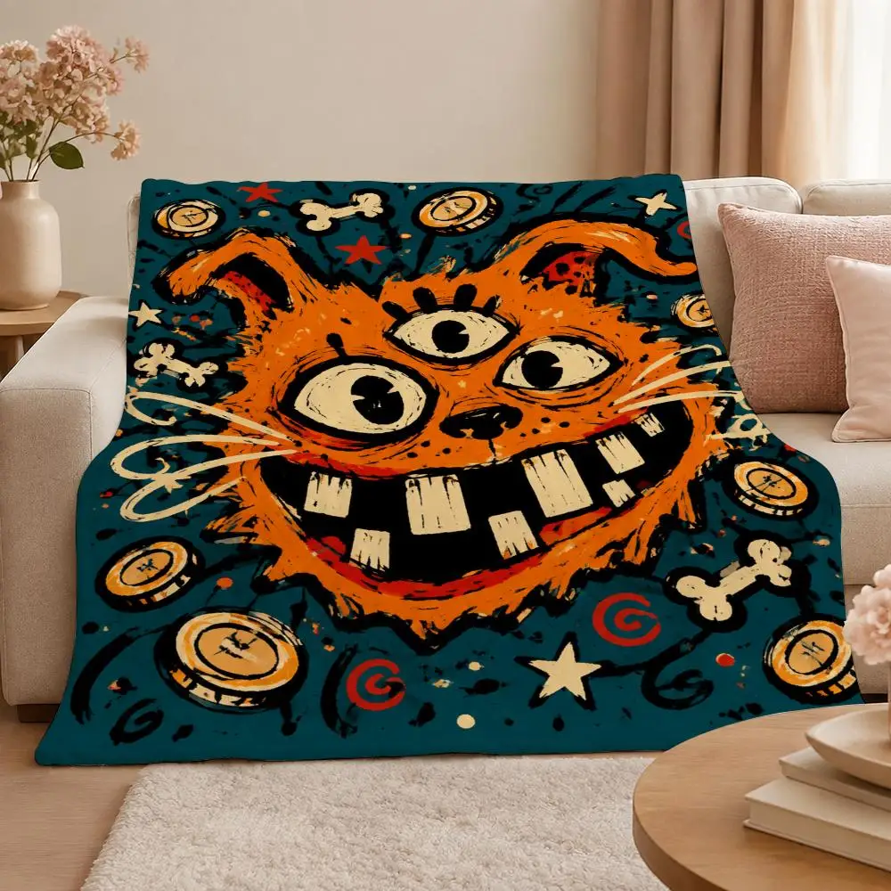 Dark Academia Halloween Celestial Gothic Pattern Throw 320g Soft Flannel Fleece Throw Blanket Cover Sofa Bed Dorm Nap Gift