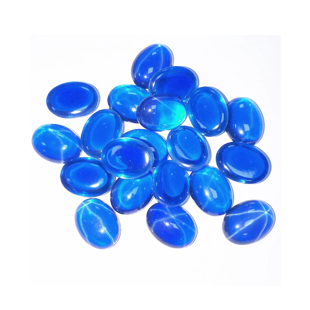 1pc 5pcs Transparent Blue Star Sapphire Stone for Crafting Corundum Oval Cut Medium Blue Gemstone