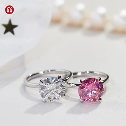 GIGAJEWE 4.0CT Moissanite Jewelry Ring Round Cut Charm Choice 18K Gold Plated 925 Silver Diamond Test Passed Gift for Women
