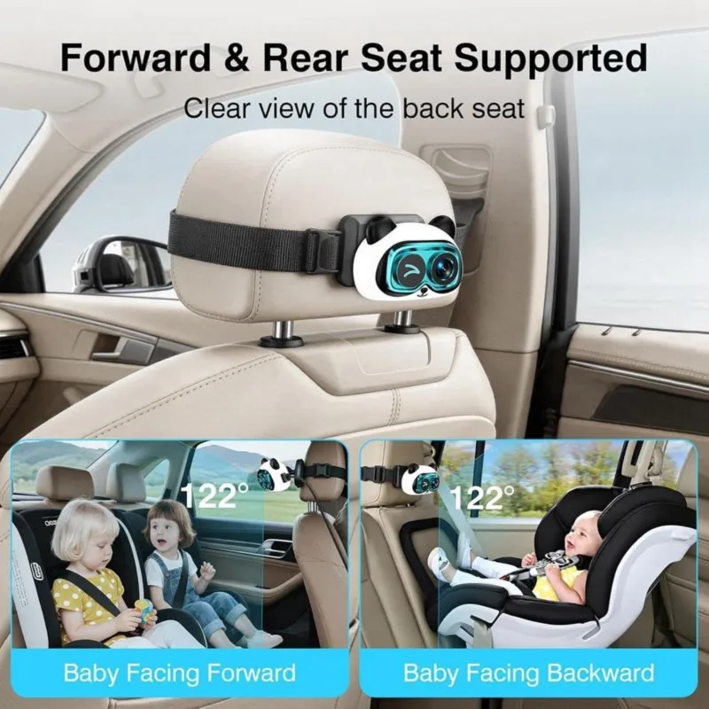 Super Sale 2 in 1 Wireless CarPlay Adapter CarPlay Box Baby Car Camera Panda Monitoring, Rear View Camera Backseat Infant Monito
