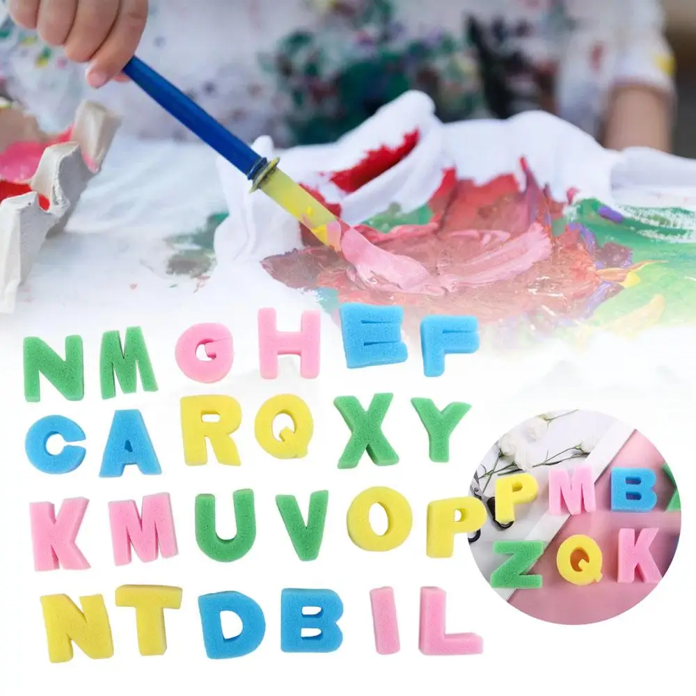 Drawing Toys Children DIY Toys Handicrafts Art Graffiti Seals Alphabet Graffiti Sponge Letter Painting Sponge Painting Brush