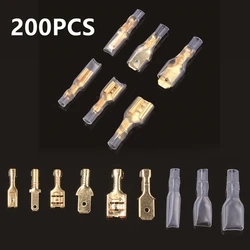 200PCS 2.8/4.8/6.3mm Spade Crimp Terminals Seal Electrical Wire Connectors Insulated Female Male Crimping Terminal Connector Kit