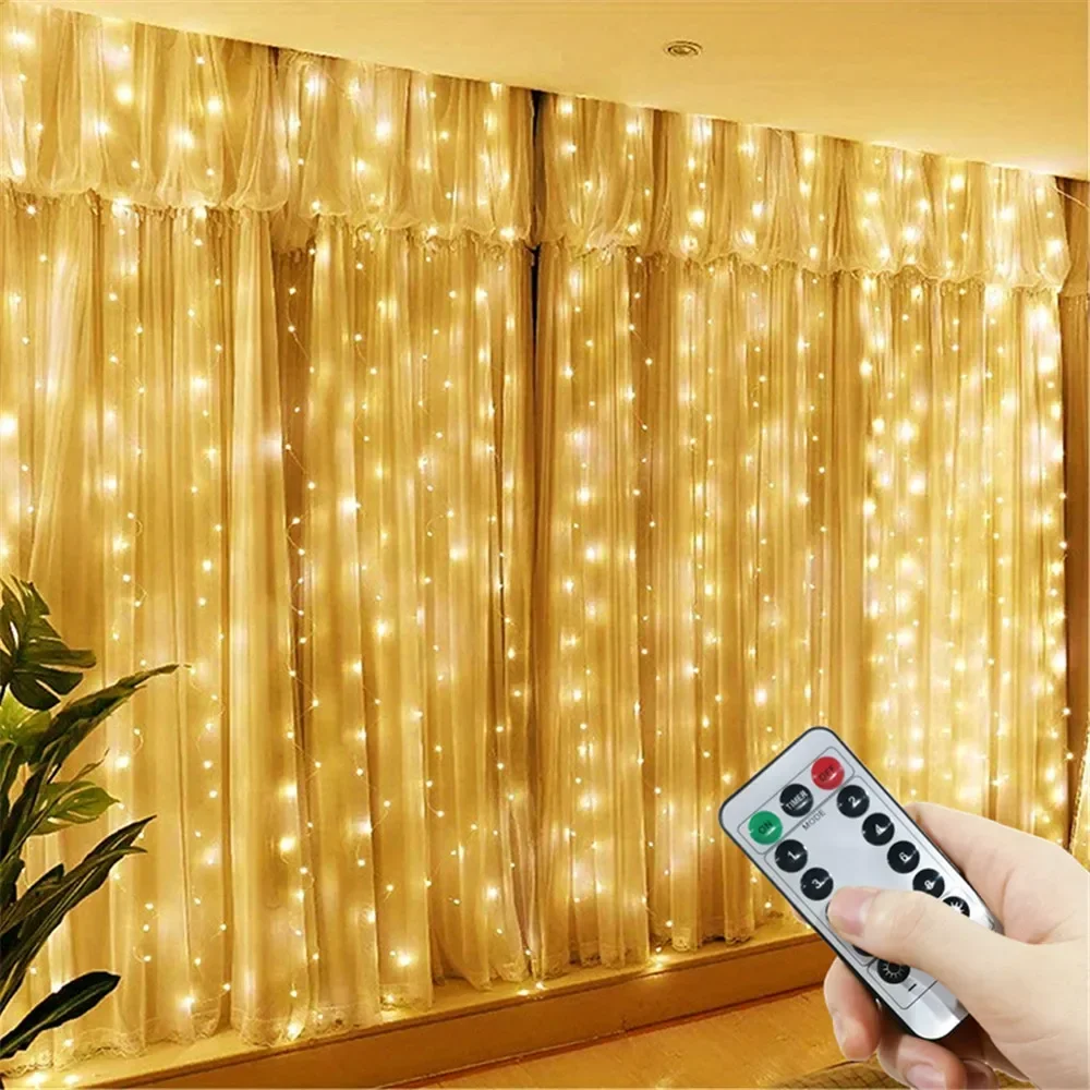 1pc 6 × 3/3 × 3/3 × 2/3 × 1 メートル USB LED カーテンストリングライト寝室クリスマスガーランド妖精ランプウェディングパーティー家の装飾照明
