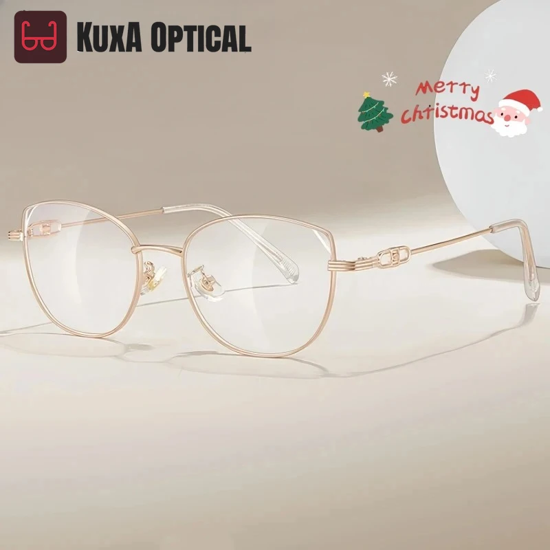 

KUXA модные трендовые женские очки «кошачий глаз», ультра легкие, высокое качество, полый дизайн, оптическая оправа для очков по рецепту, F93