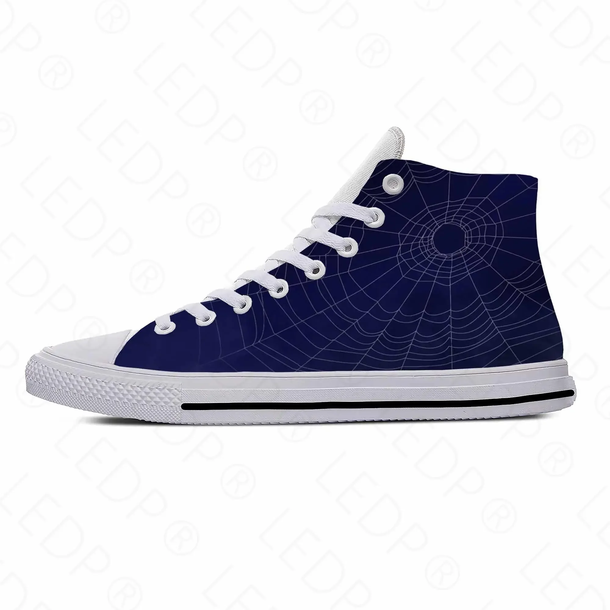 Sapatilhas com estampa web aranha para homens e mulheres, teia de aranha engraçada, sapato casual, leve respirável, top alto, estampa 3D, moda