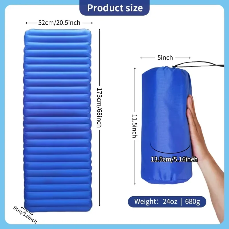 Lightweight Inflatable Camping Mattress with Air Pillow Portable Waterproof Sleeping Mat for Backpacking Outdoor Travel