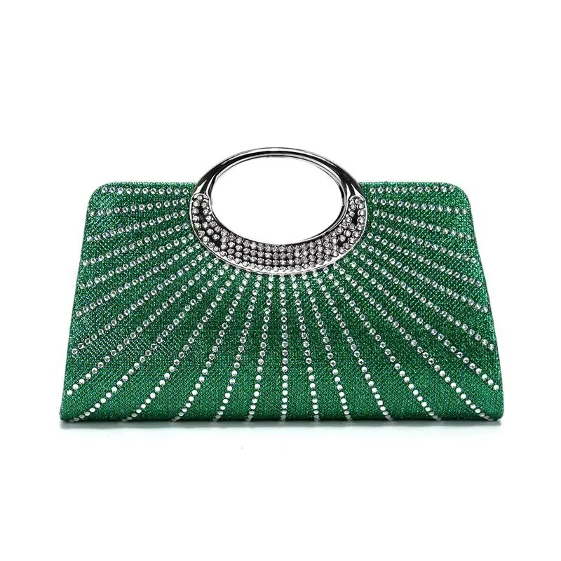 Popular In Nigeria Exquisite Evening Bags 2025  With Diamond Design Fashion Handle Clutch Rhinestone Embellished Long Chain Bag