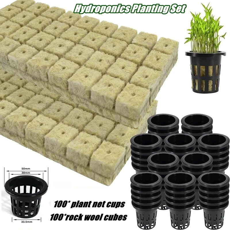 Hydroponic Planting Set Plant Net Cup Seedling Sponge Block Starter for Hydroponic Vegetable Lettuce Rock Wool Cube Soilless Kit
