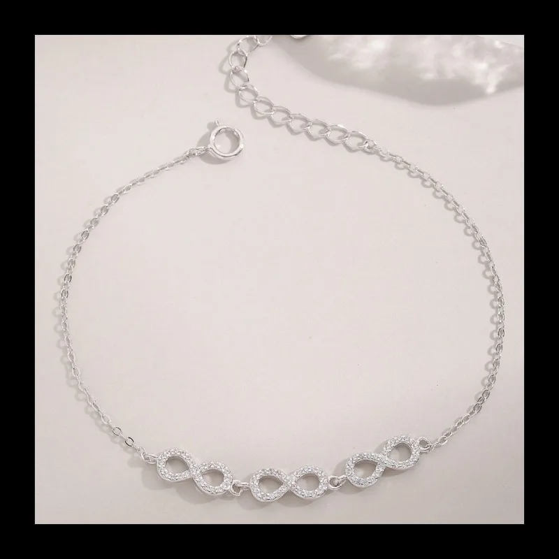 

S925 Серебро Новый Символ Бесконечности Цирконовый Браслет Свет Роскошный Темперамент Изысканное Моделирование Любовь Ювелирные Изделия Подарок