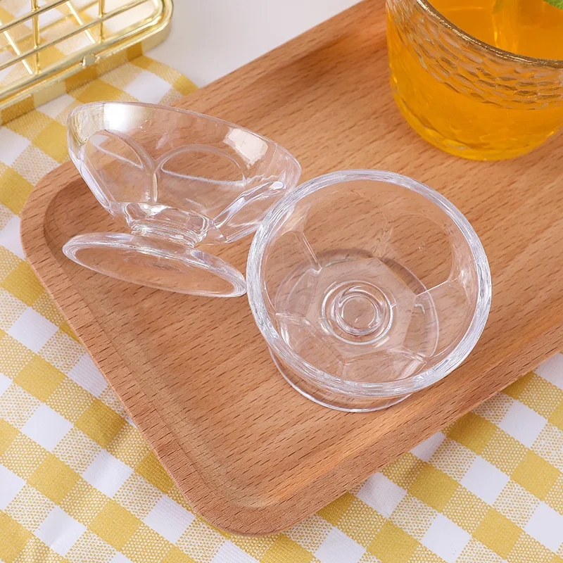 Miniature Plastic Tiny Ice Cream Cup Clear Dessert Fruit Bowl Plastic Ice Cream Bowl  Dollhouse Kitchen Decor 2pc/lot