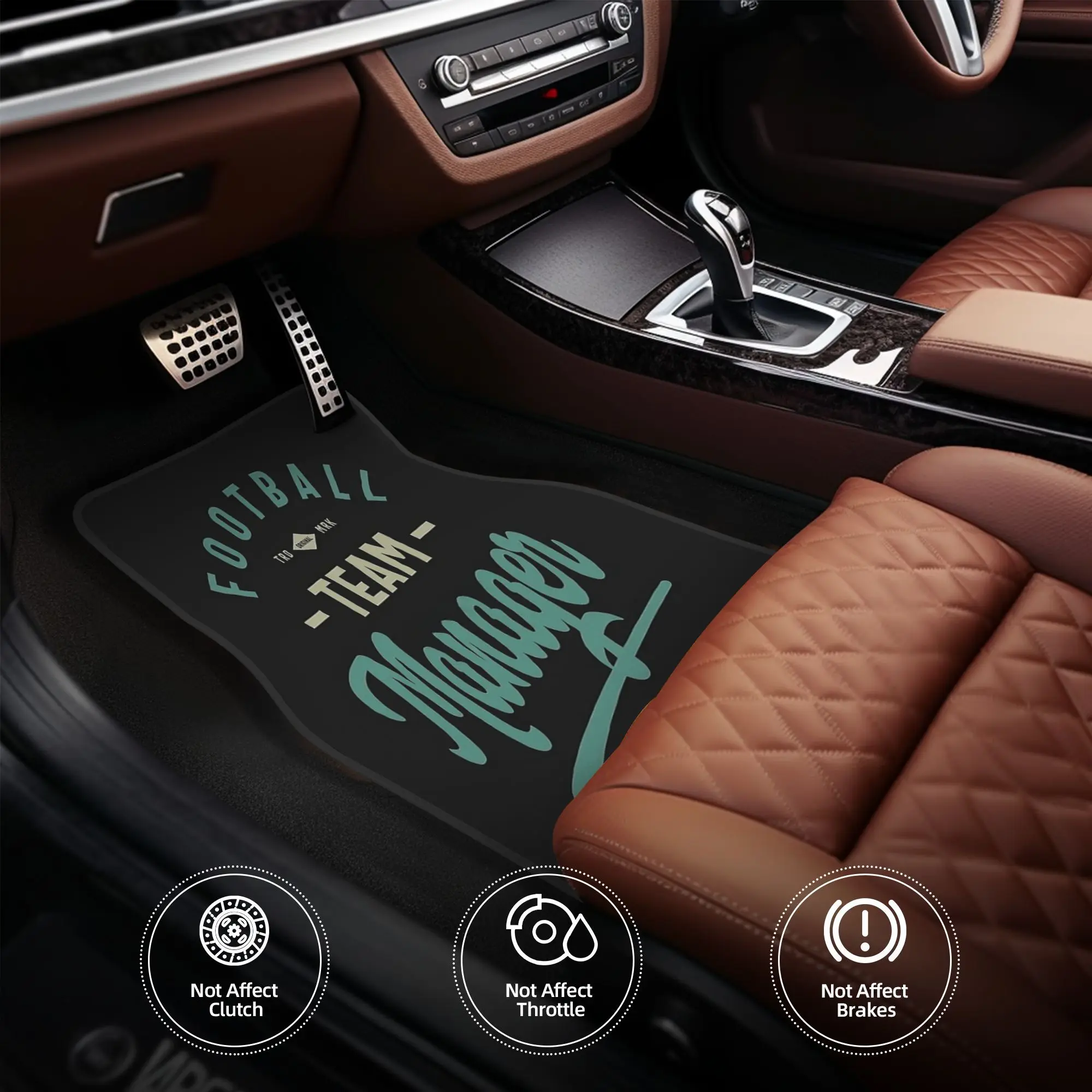 4pcs Football Team Manager Pillow Car Floor Mats, Durable, Fit For Cars, Ideal Gift, Vehicle Interior Mats, Playful Design, Dura