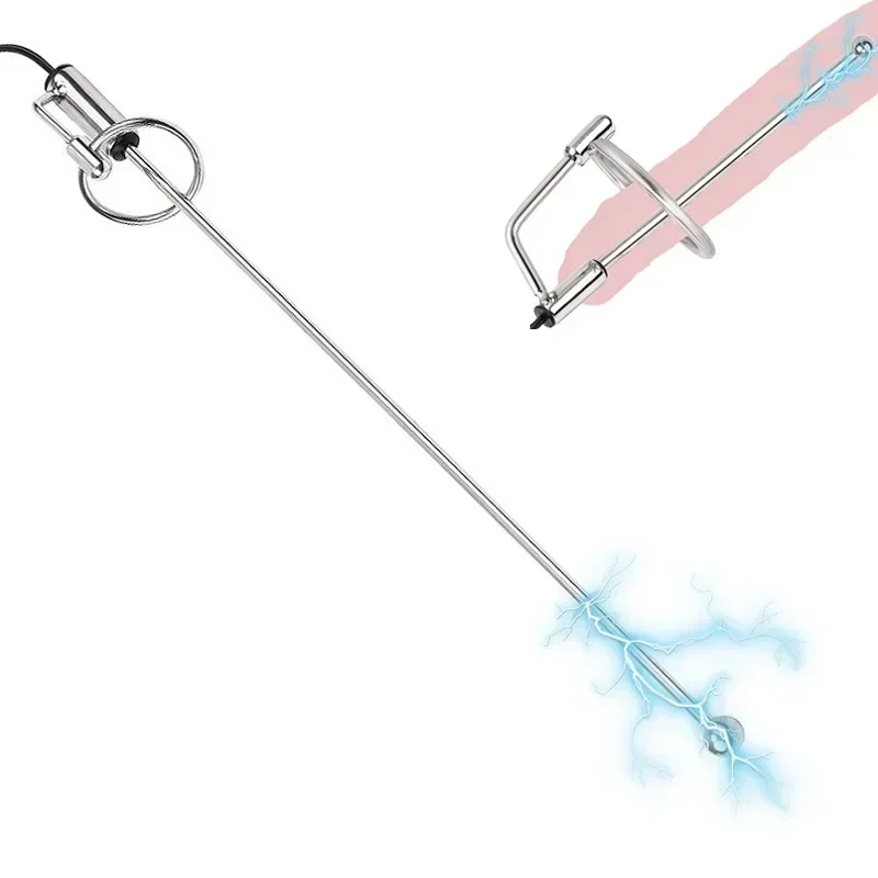 

Male Stainless Steel Penis Plug Electric Stimulation Urethral Catheter Bi-polar Electro Shock Metal Cock Ring Dilator Sex Toy