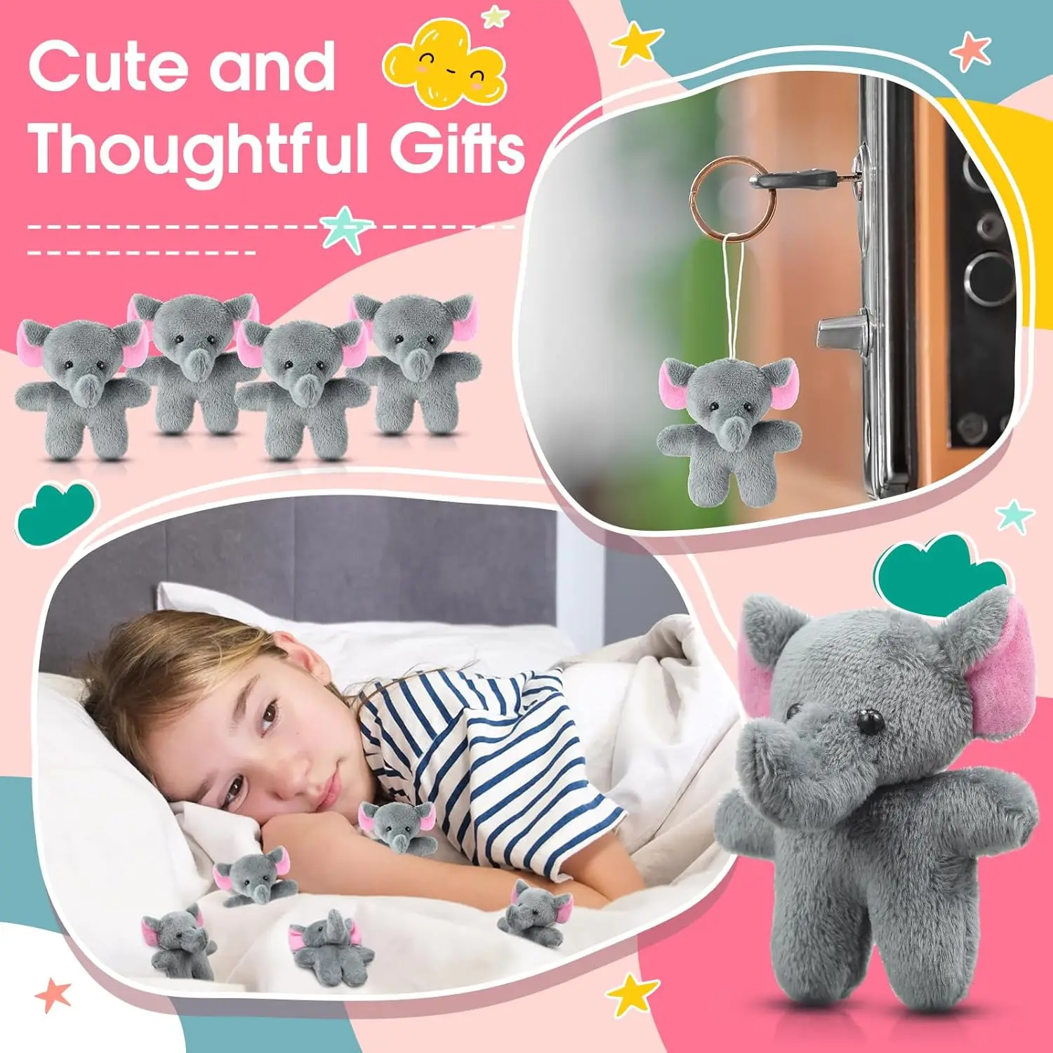 30-300 Uds Mini elefante Animal juguetes de peluche pequeños animales de peluche a granel lindos llaveros de peluches pequeños para regalo fiesta premio de Carnaval