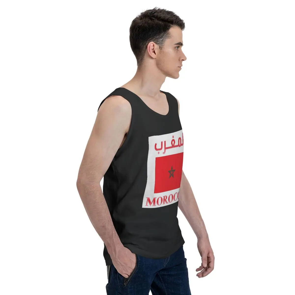 Moroccan Passport Kingdom Of Morocco 100% Cotton Men's Sweatshirt Vest Sleeveless Clothing Tees Men Tank Tops T-shirt