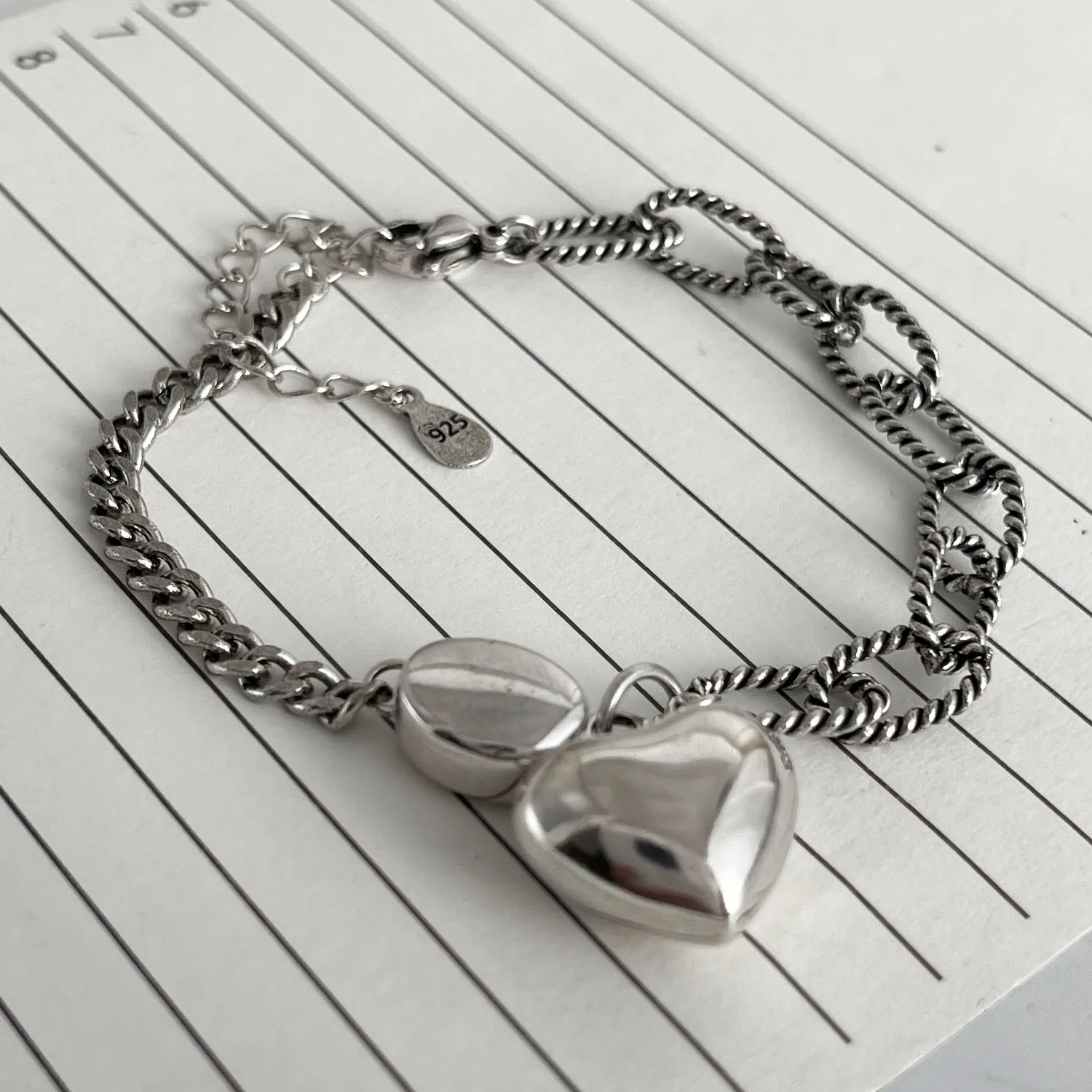 Women's 100% Solid 925 Sterling Silver Retro Bracelet, Vintage