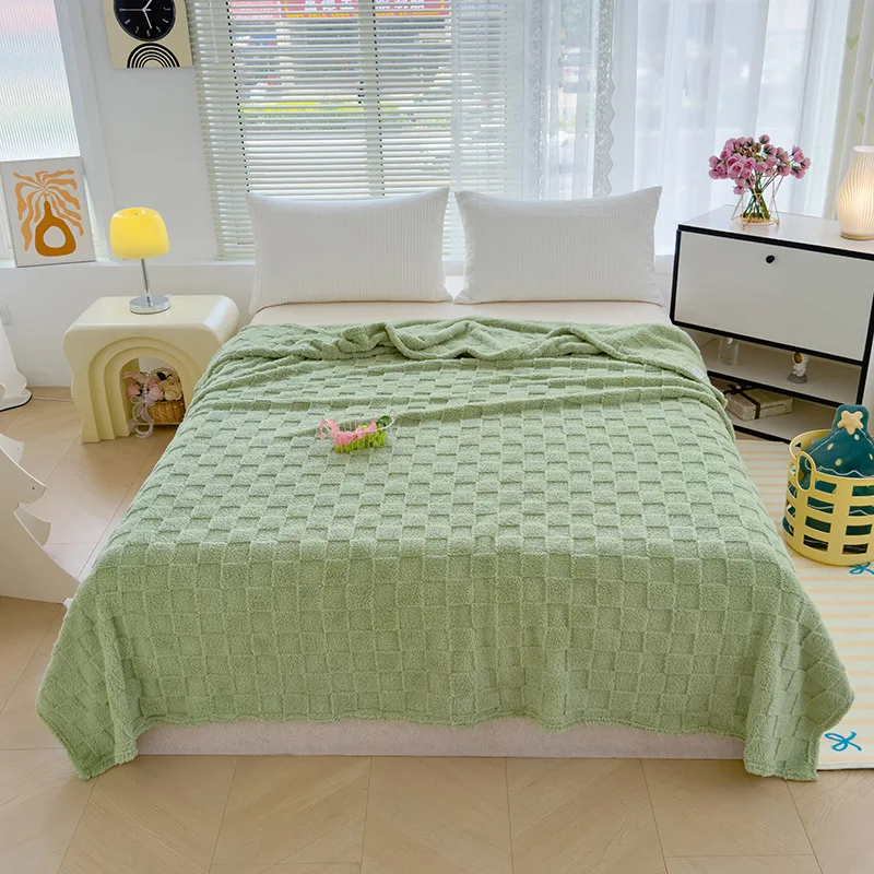 Autumn Blanket Sofa Nap Leisure Blanket Double-Sided Jacquard Tower Skin Velvet Plaid Thickened Multi-Functional Thermal Blanket