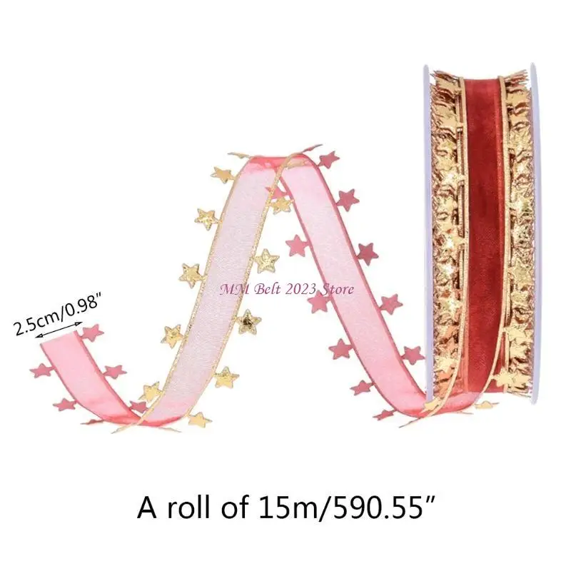 49ME String Star Trim Ribbon Hallow String Ribbon Star Trim Ribbon Golden Trim Fringe Trim By The Yard